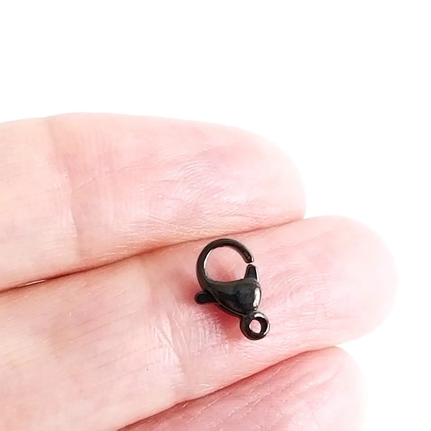 10mm Black Lobster Clasps, Stainless Steel, Lot Size 100 Clasps