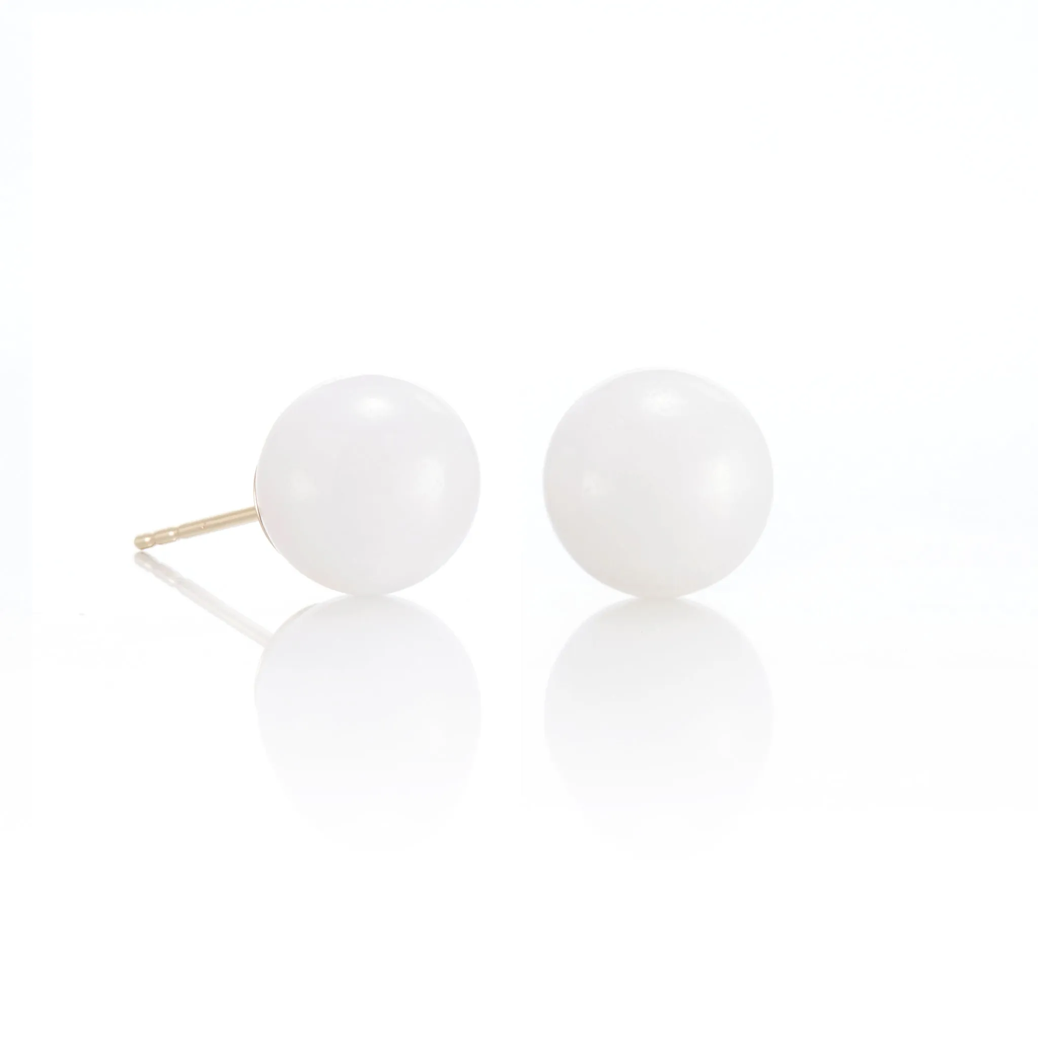 10mm White Jade Earrings