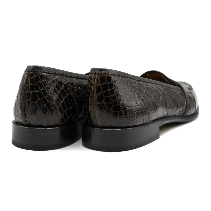 11-119-BRN TUSCANY Crocodile Penny Loafer, Brown