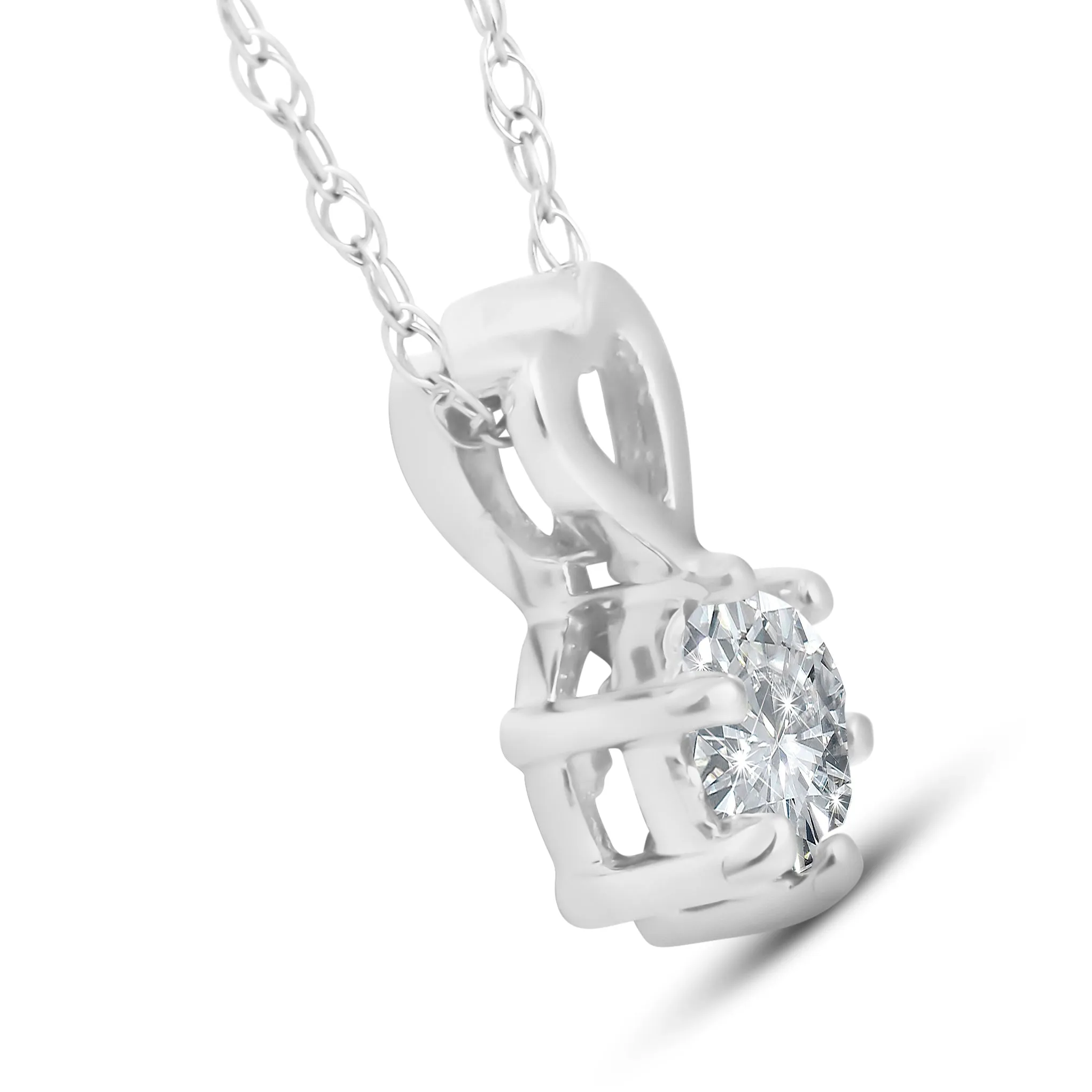 1/2Ct Diamond Solitaire Heart Pendant Necklace in White, Yellow, or Rose Gold