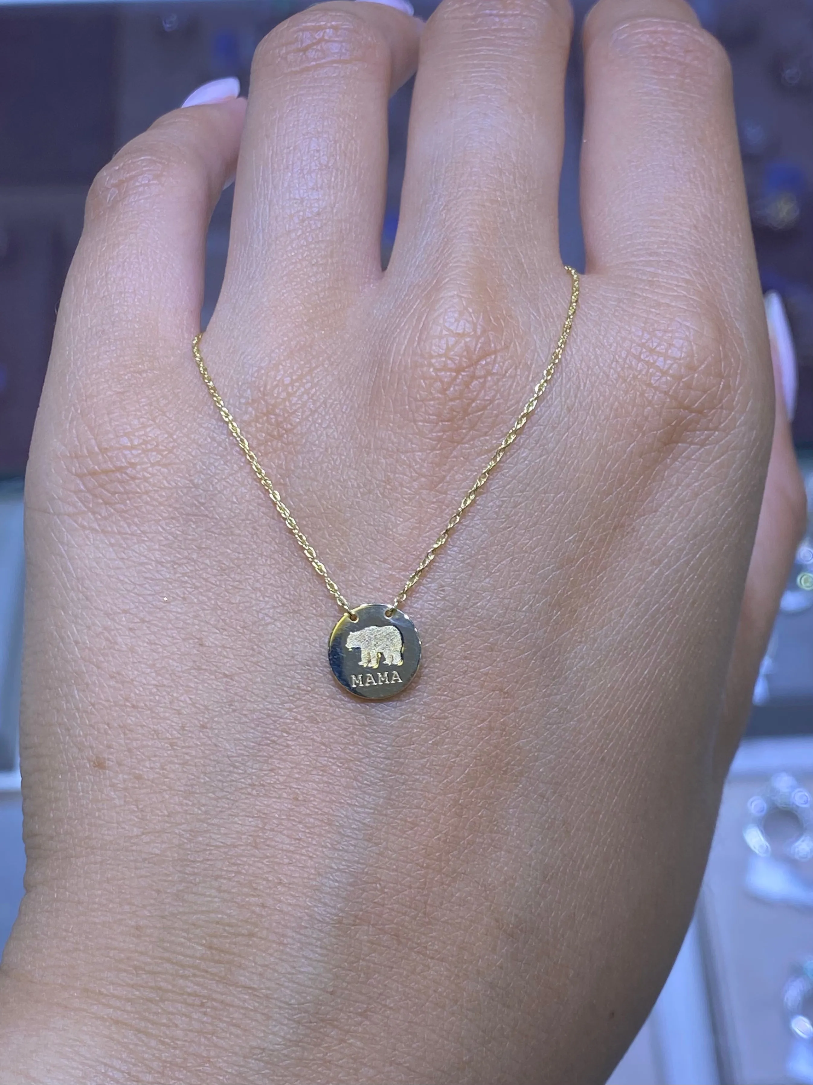 14K Gold Mama Bear Pendant