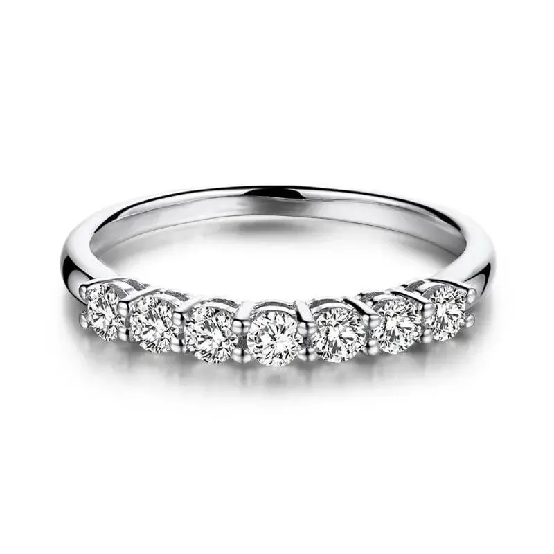 14k White Gold 7 Stone Moissanite Anniversary Band 0.7ct Total