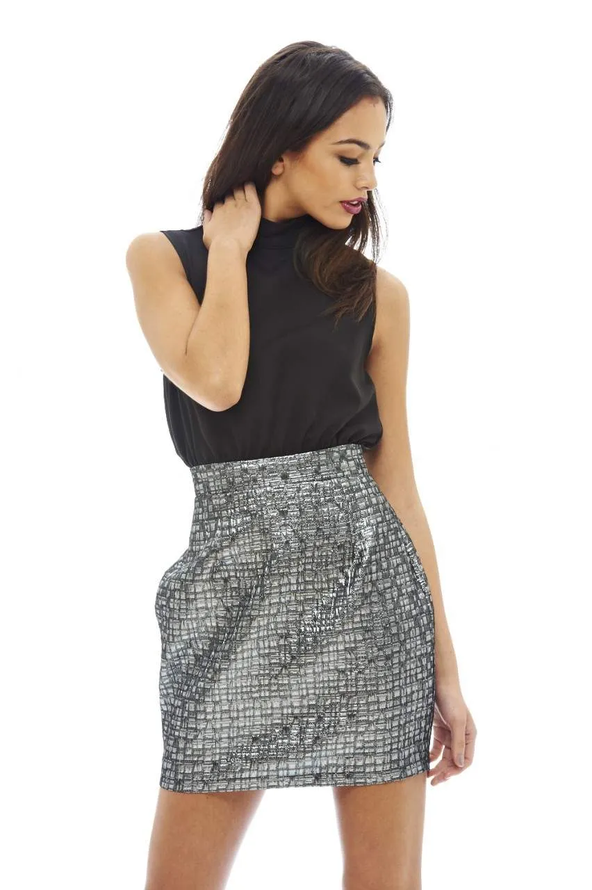 2 in 1 Metallic Skirt Dress