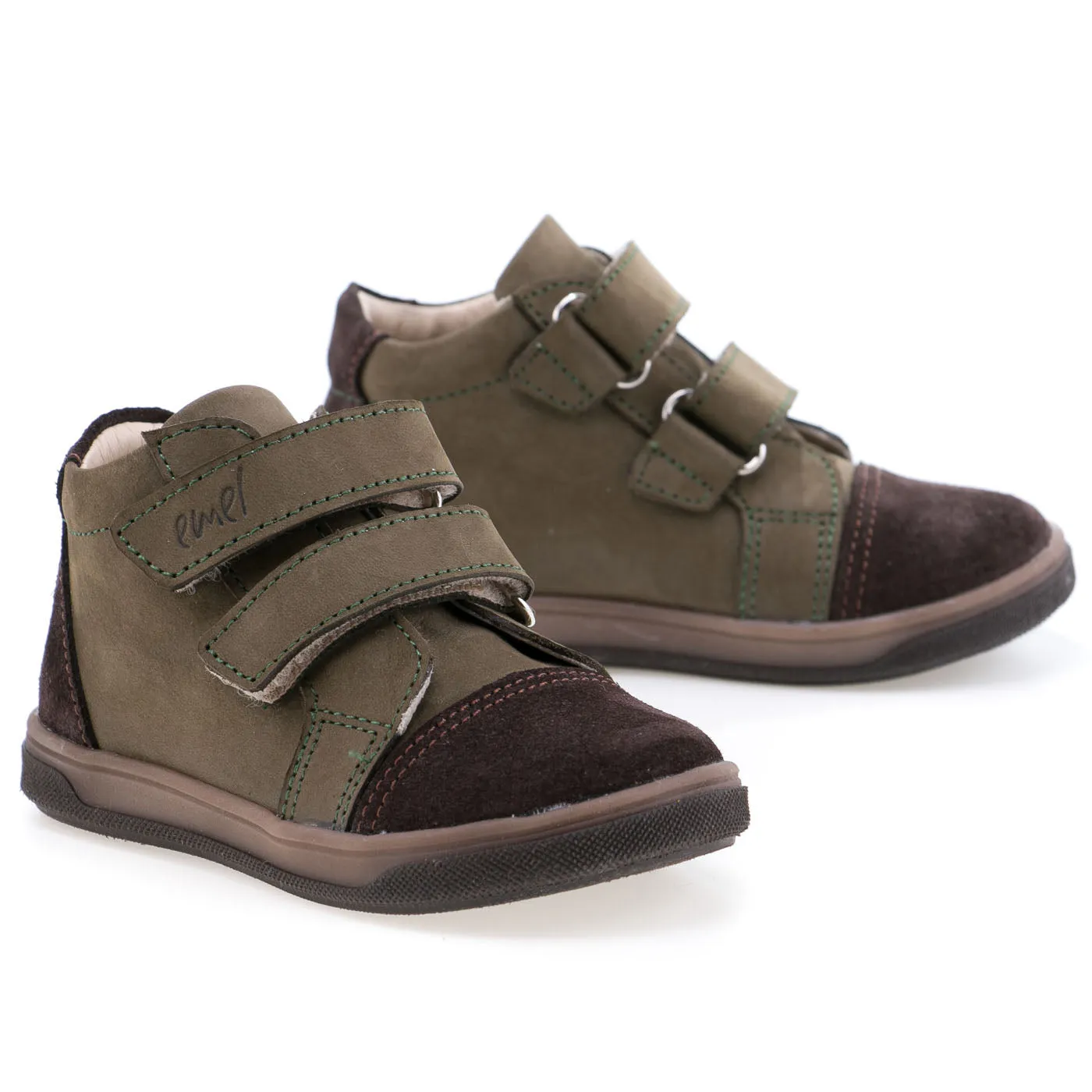 (2675-13) Emel velcro shoes khaki green