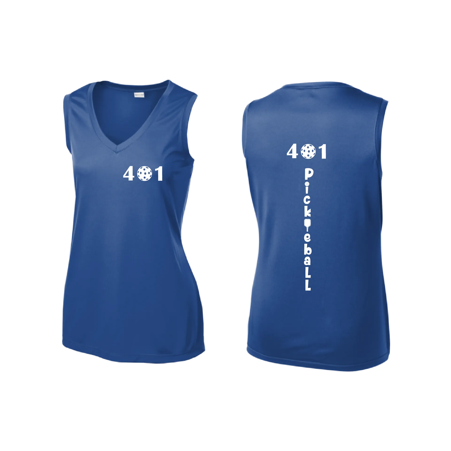 401 Rhode Island Pickleball Club | Women’s Sleeveless Athletic Shirt | 100% Polyester