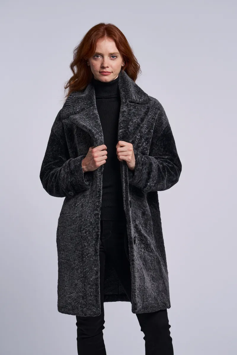 4241 Genuine shearling boyfriend coat