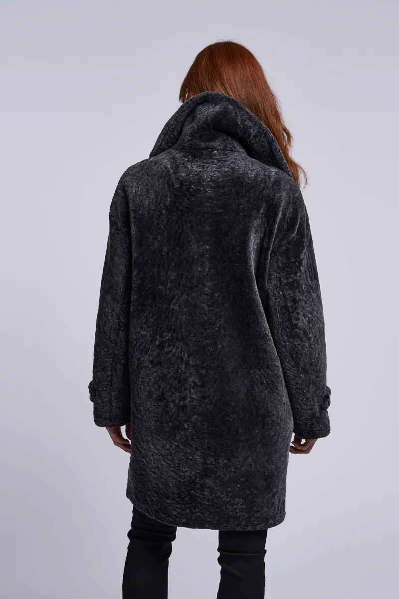 4241 Genuine shearling boyfriend coat