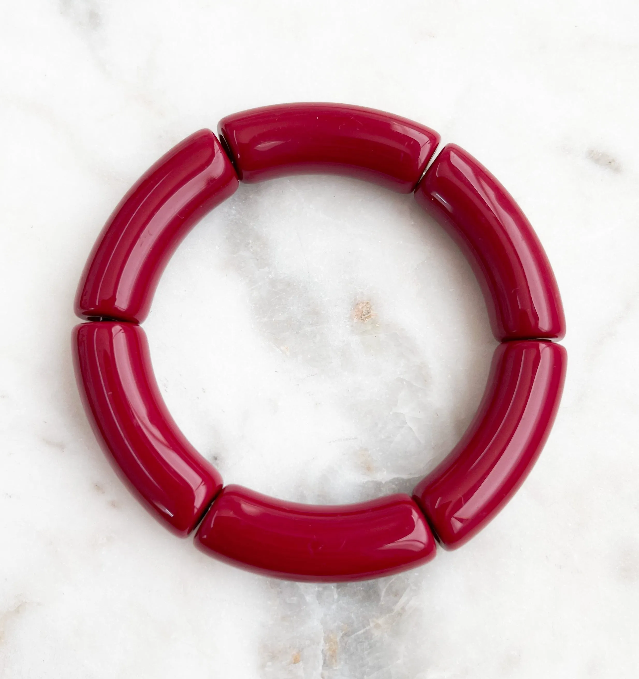 Acrylic Bamboo Bangle Bracelet Maroon