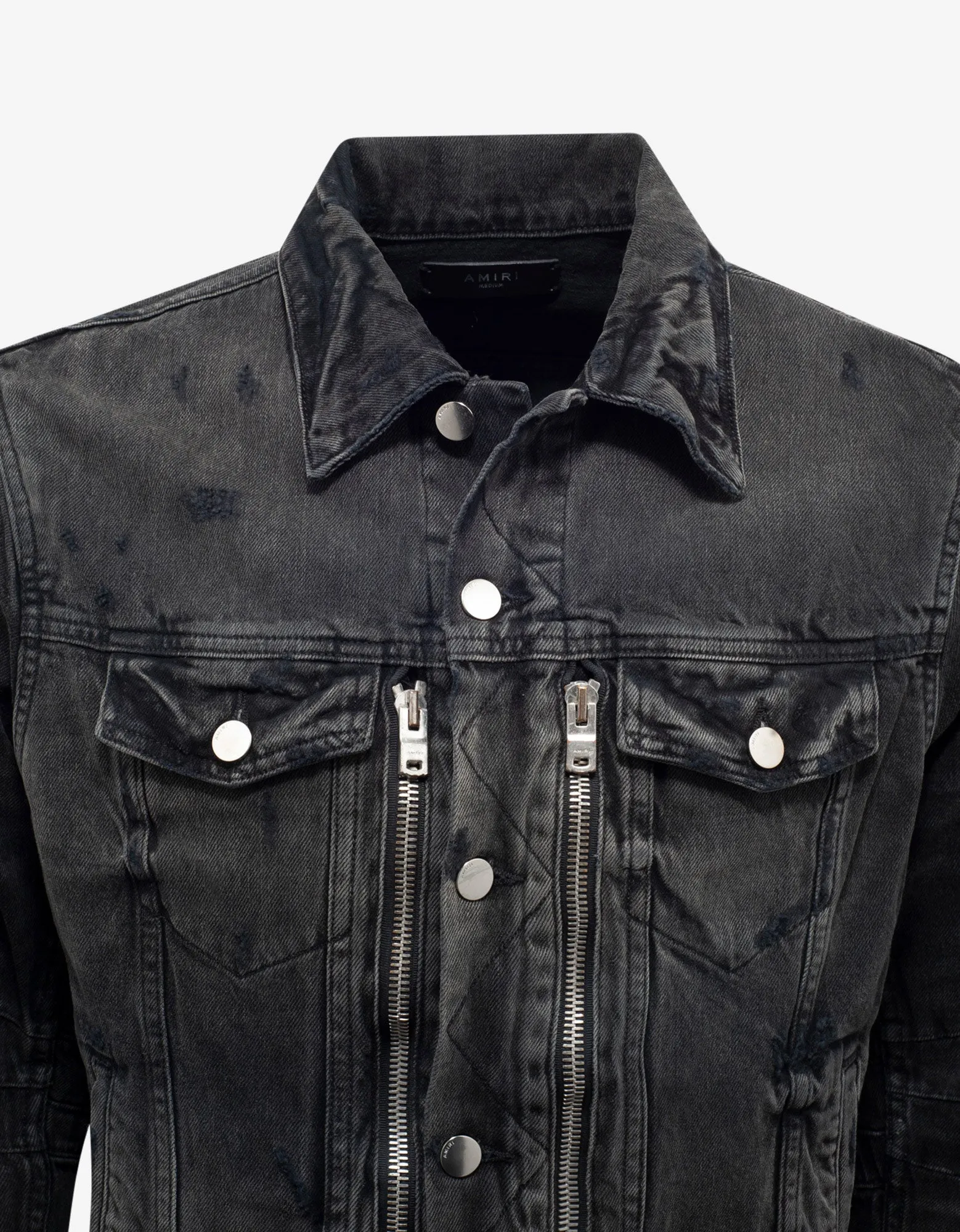 Amiri MX2 Antique Black Trucker Denim Jacket