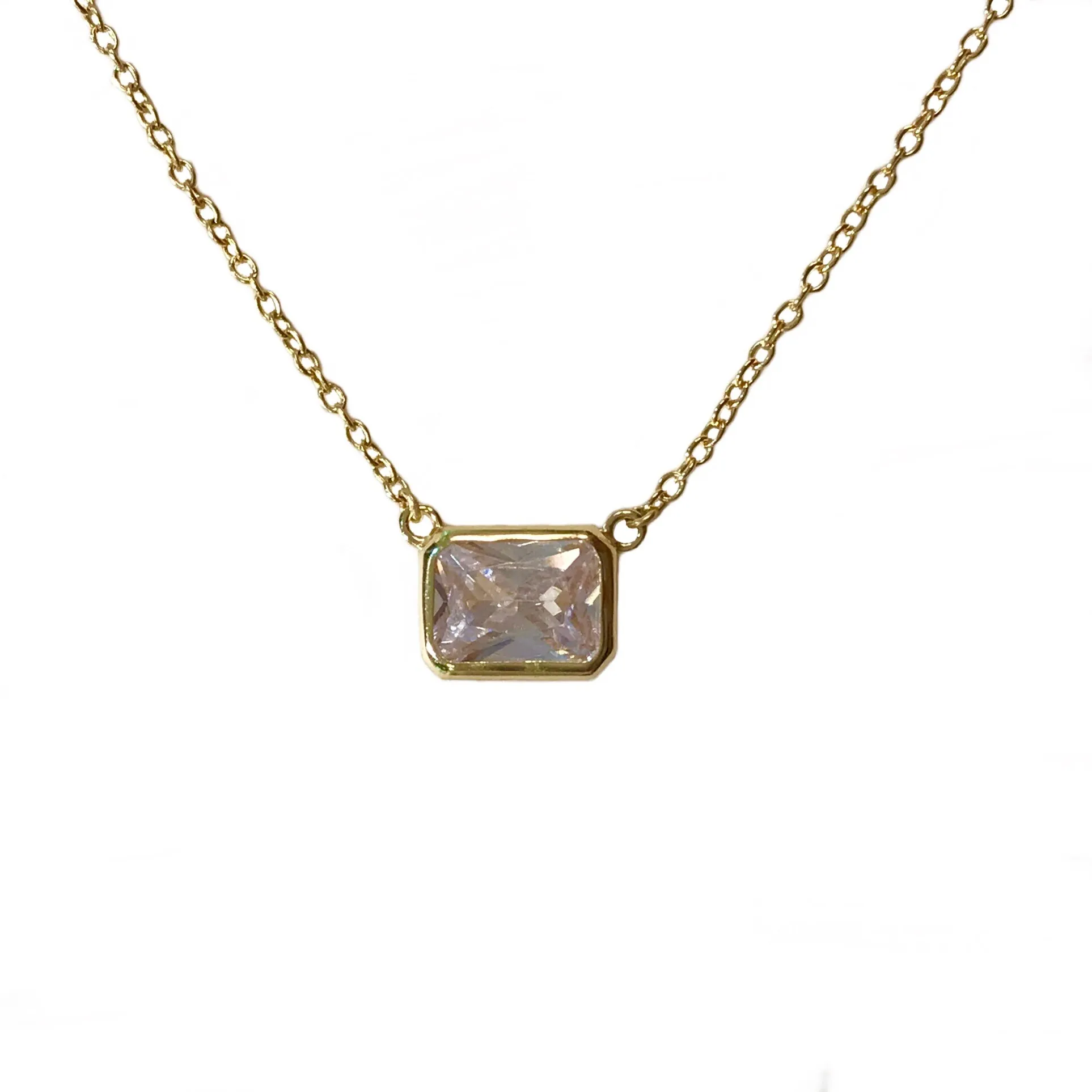 Amy Classic Rectangle Bezel Necklace