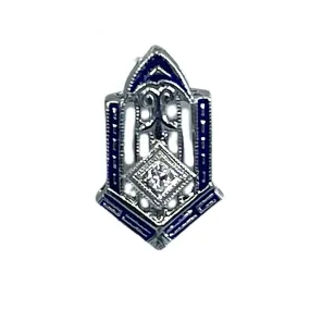 Antique Diamond and Enamel Pendant in a 14k White Gold Art Deco Setting. April Birthstone.