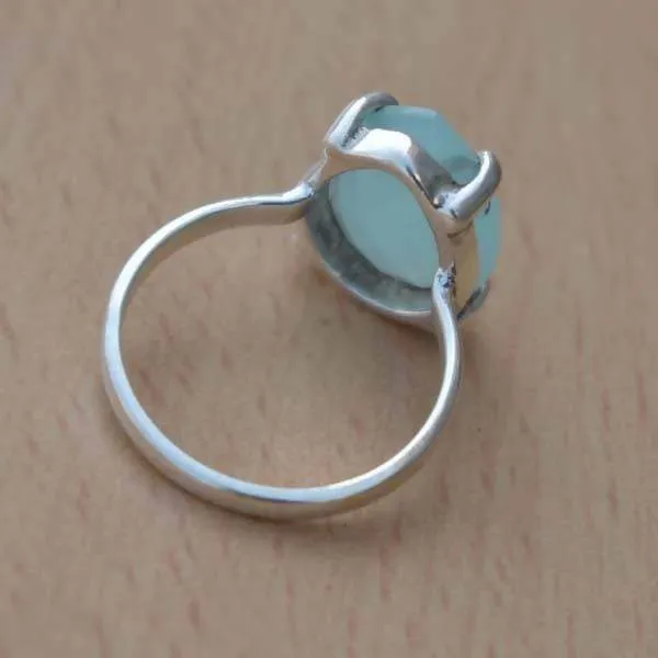 Aqua Ring, Blue Aqua Chalcedony Ring,925 Sterling Silver, Pear Facedet Aqua Chalcedony Ring,March Birthstone Ring,Gemstone Ring,Gift for her, Nickel Free, Handmade Jewelry