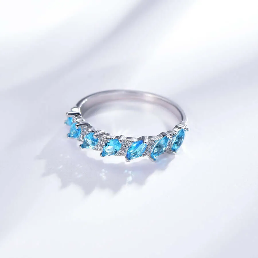 Aquamarine Blue Marquise Cut Highs And Lows Ring