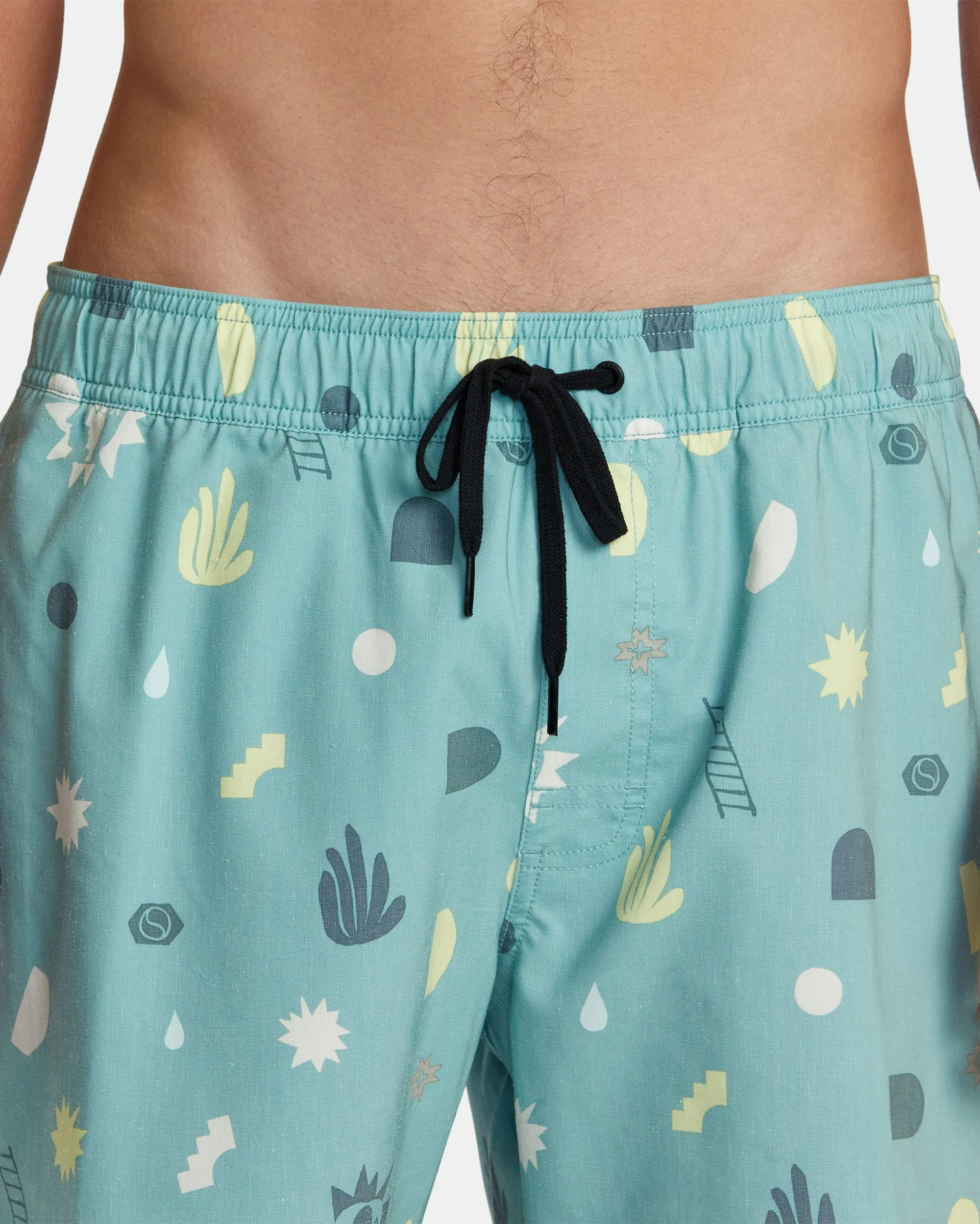 Atlas Elastic Waist Boardshorts 17" - Green Haze