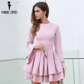 Autumn And Winter Sexy O Neck Long Sleeve Ruffles Women