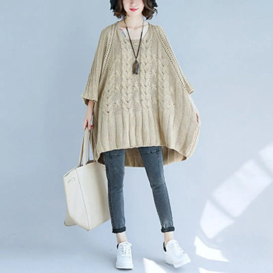 BABAKUD Crew Neck Knitted Casual Loose Thin Sweater