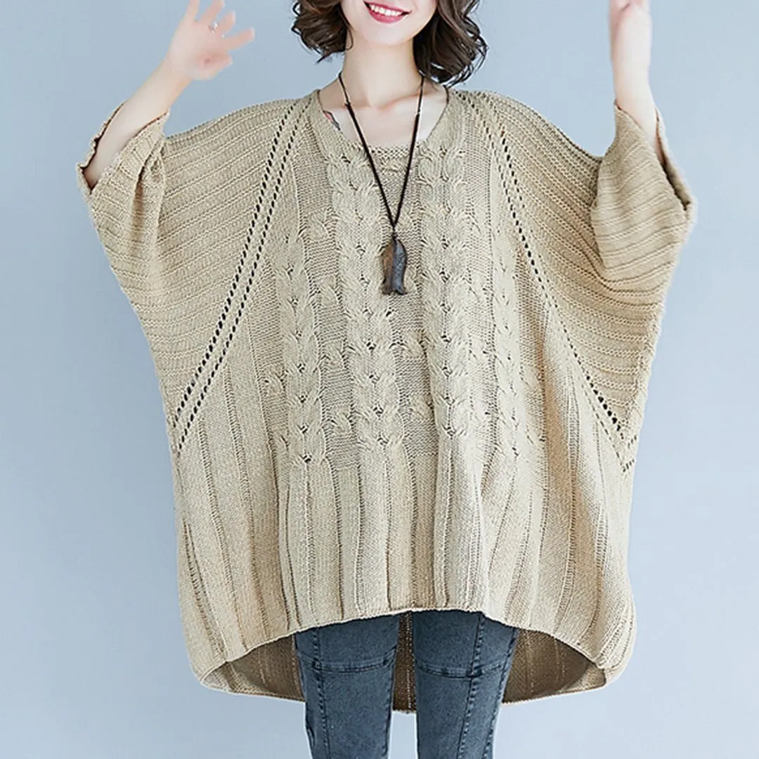 BABAKUD Crew Neck Knitted Casual Loose Thin Sweater