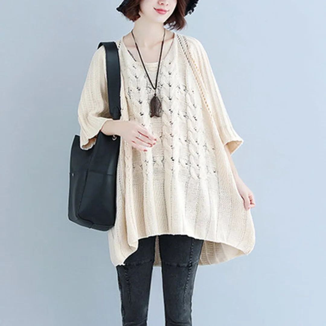 BABAKUD Crew Neck Knitted Casual Loose Thin Sweater