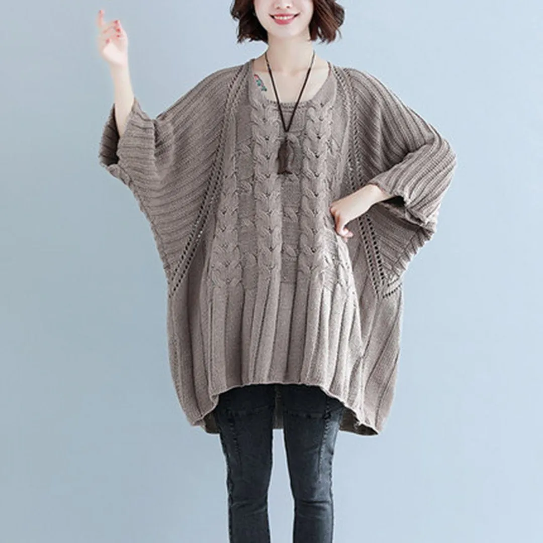 BABAKUD Crew Neck Knitted Casual Loose Thin Sweater