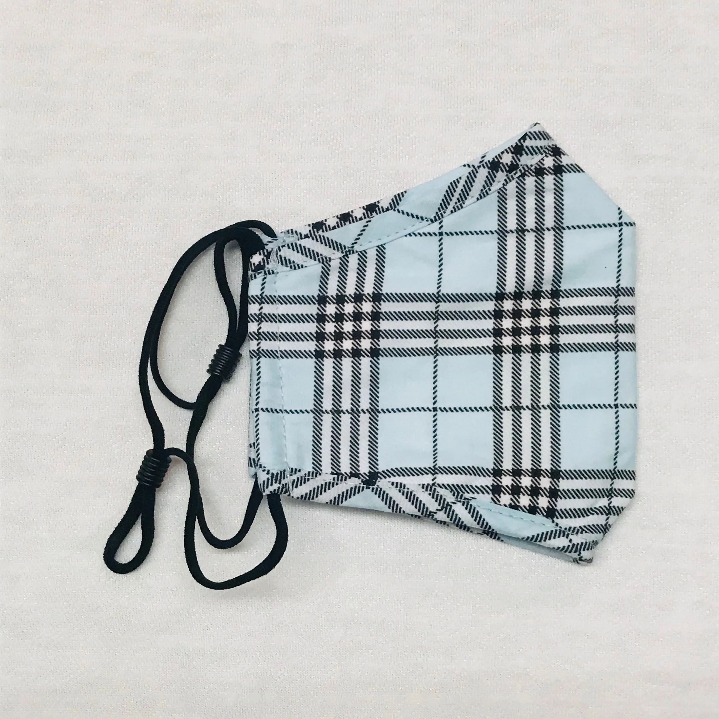 Baby Blue Plaid Adjustable Face Mask