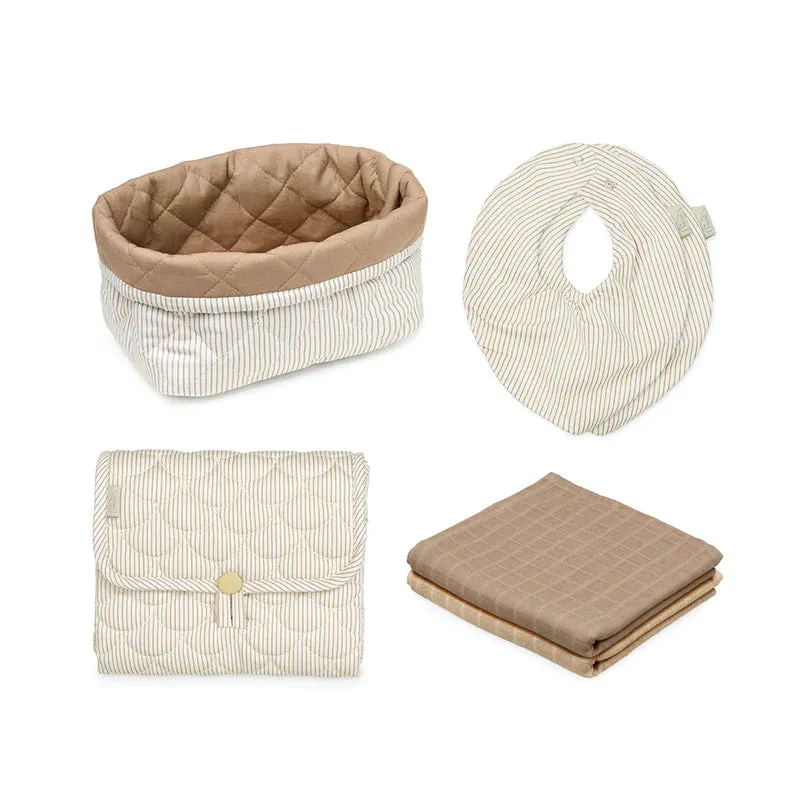 Baby-Geschenkset Classic Stripes Camel