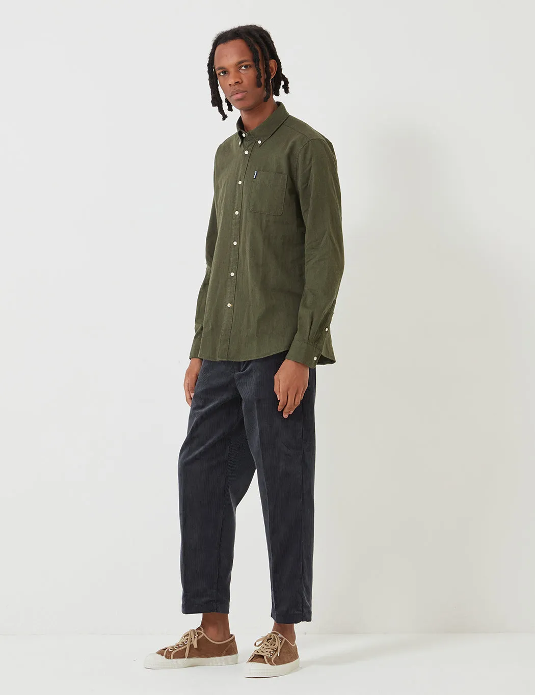 Barbour Herringbone 1 Tailored Shirt - Forest Green