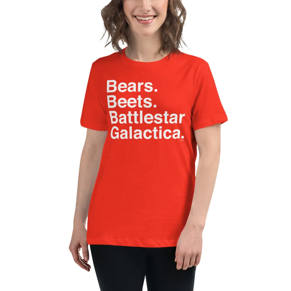 Bears. Beets. BSG. Women's Relaxed T-Shirt