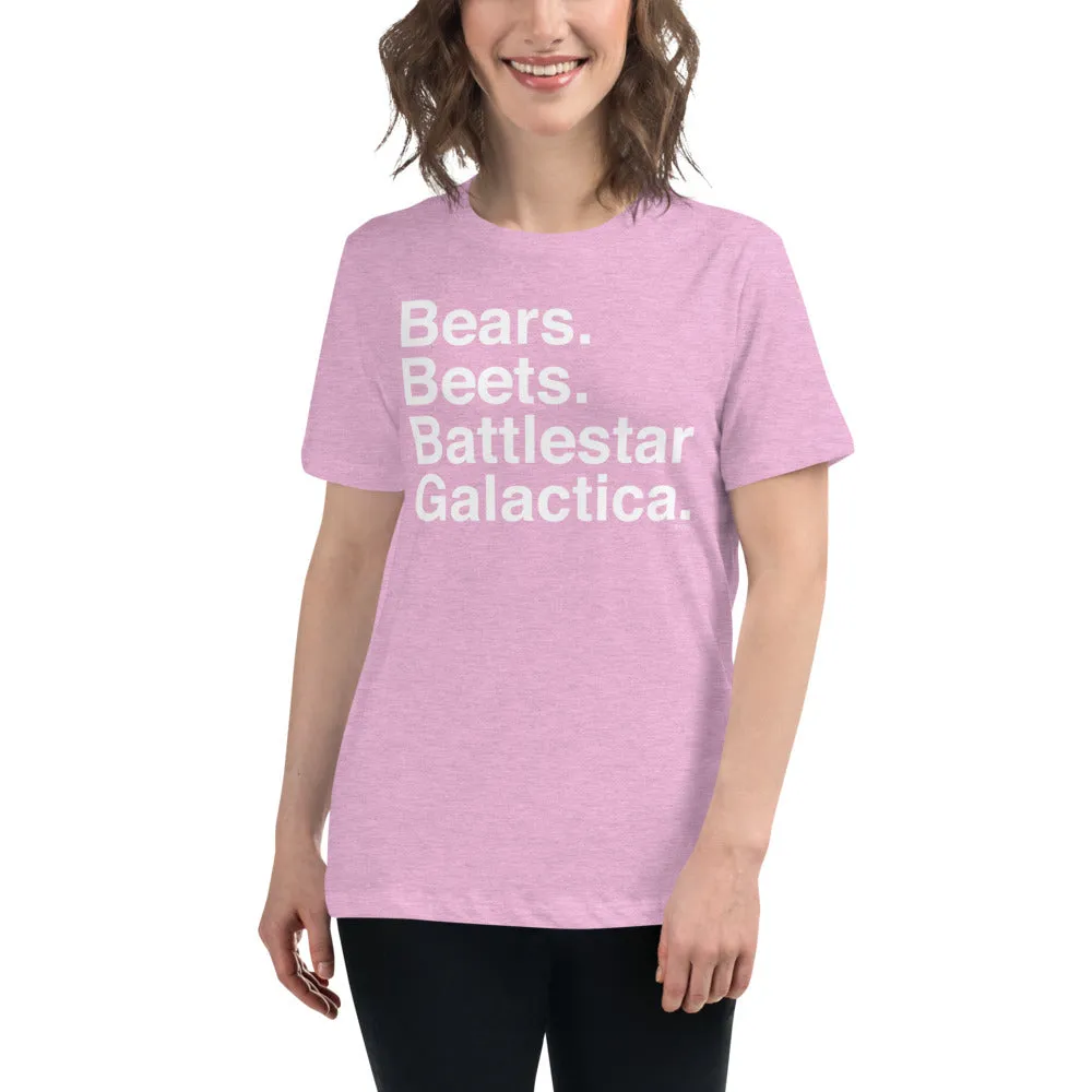 Bears. Beets. BSG. Women's Relaxed T-Shirt