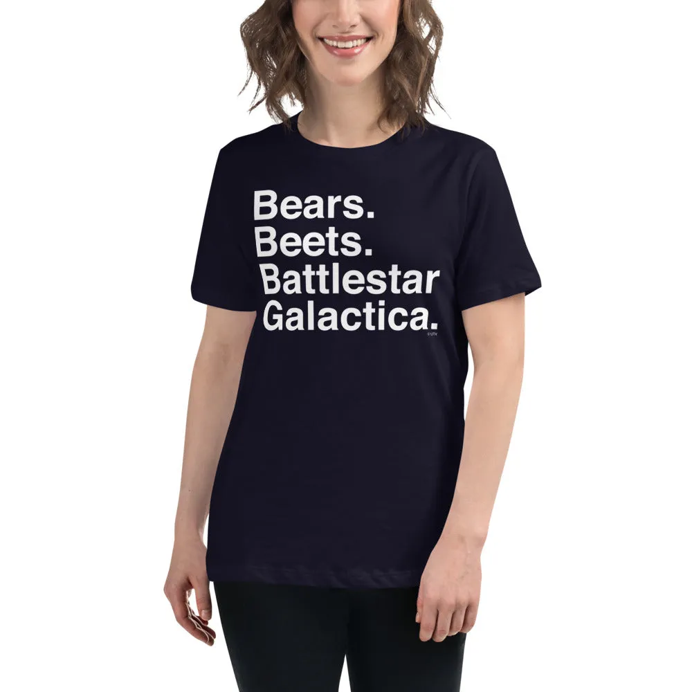 Bears. Beets. BSG. Women's Relaxed T-Shirt