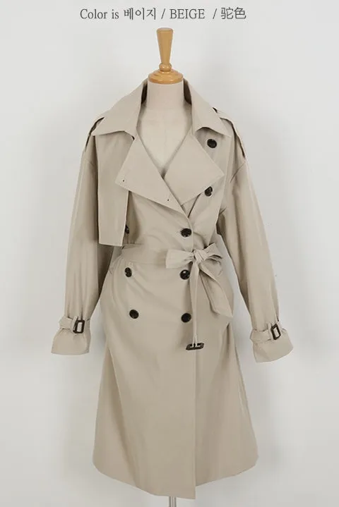 Beige Classic Double Breasted Trench Coats For Womens Cotton Blend New