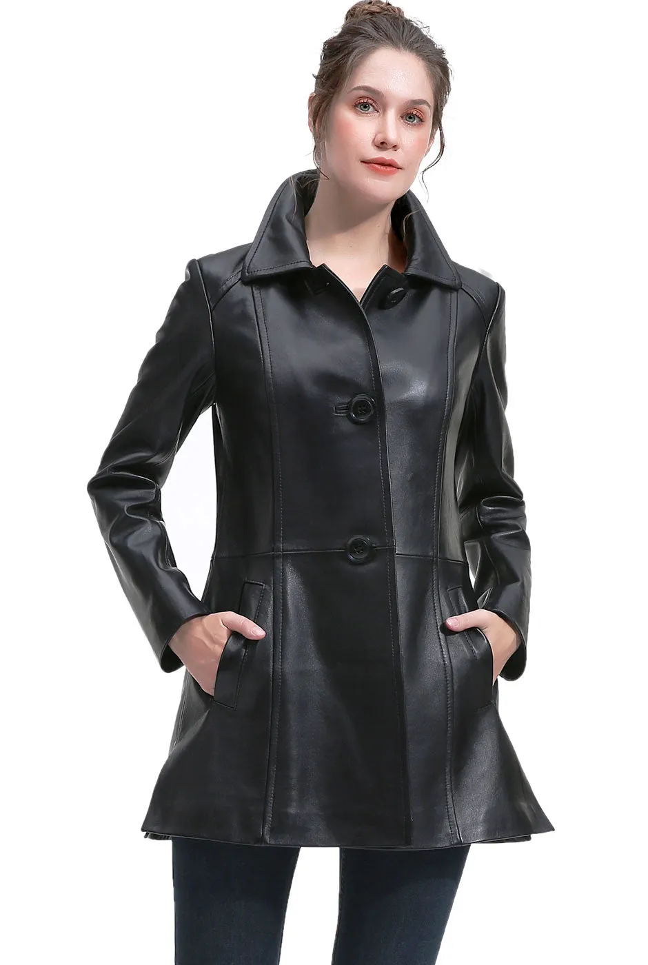 BGSD Women Marah Lambskin Leather Coat