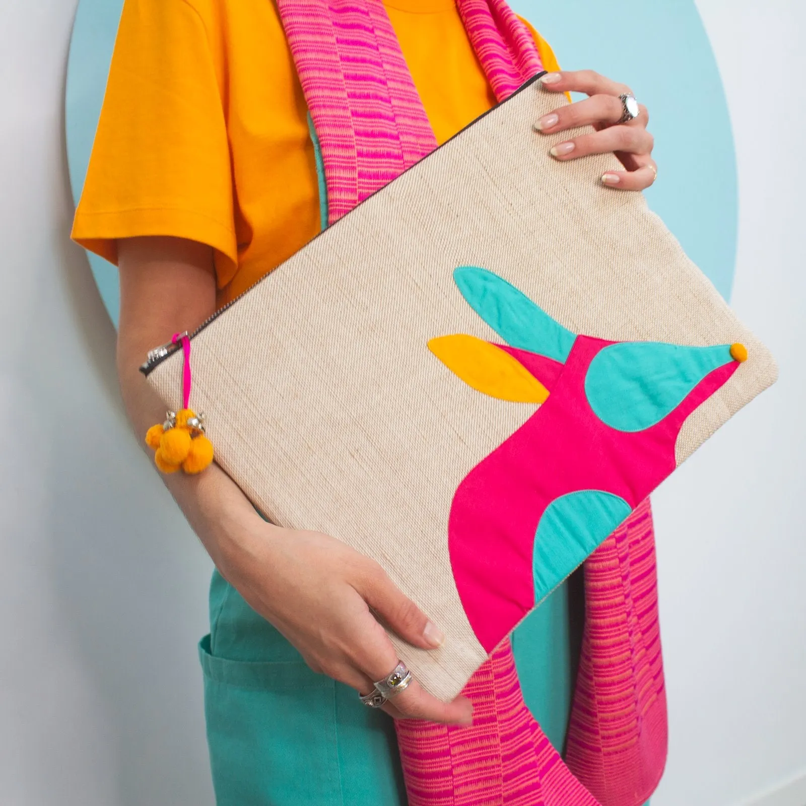 Bilby Laptop Wallet in Hot Pink and Aqua