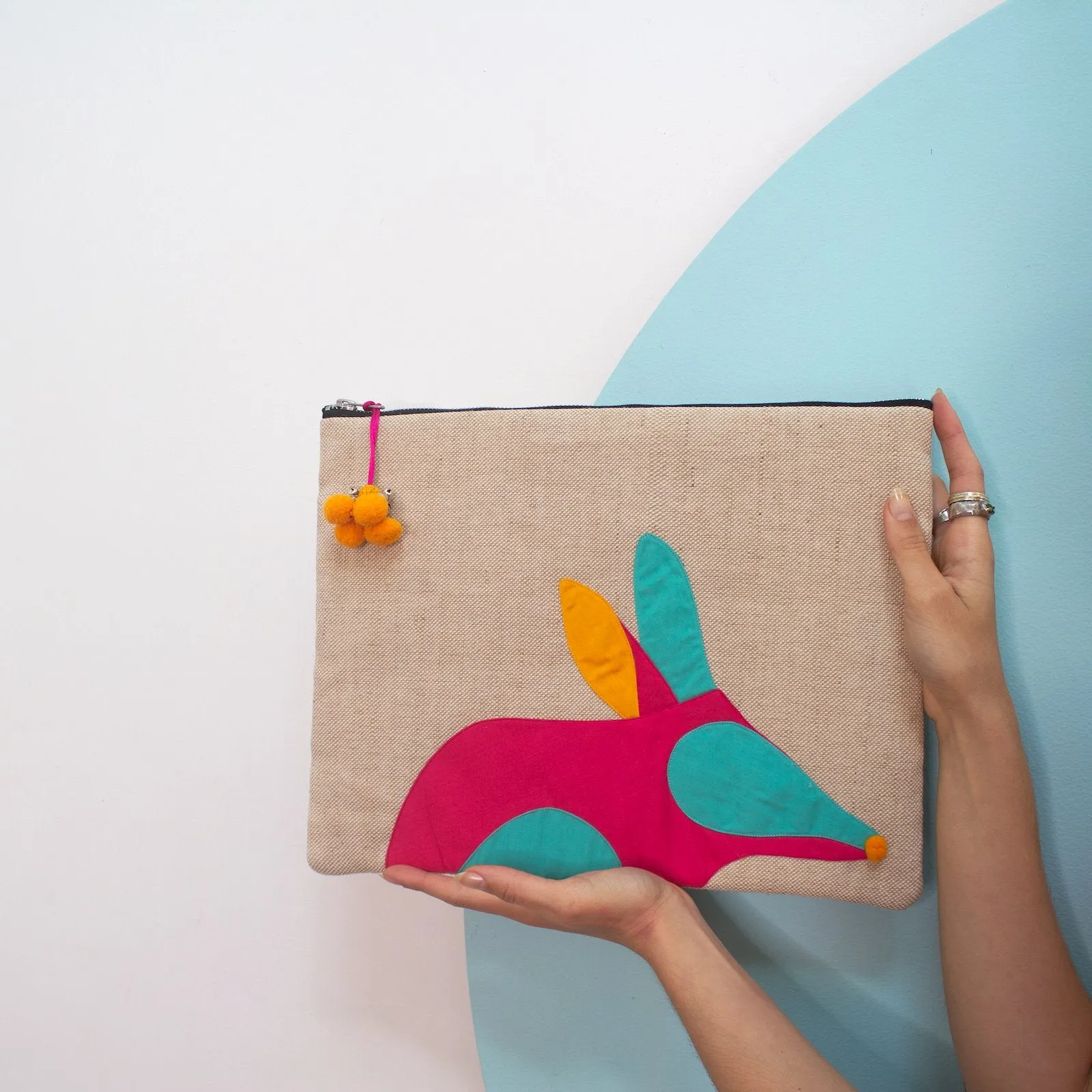 Bilby Laptop Wallet in Hot Pink and Aqua