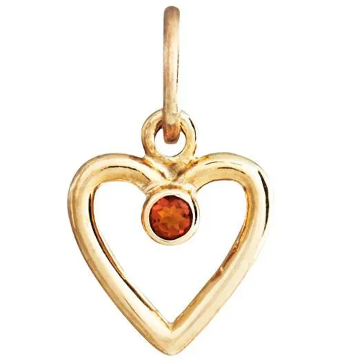 Birthstone Heart Charm With Citrine