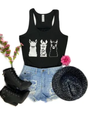 Black Be Cool Llamas Tank Top