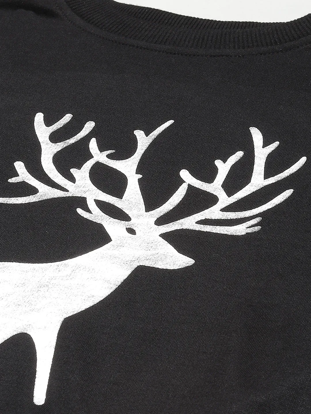 Black Terry Silver REINDEER Sweatshirt