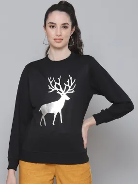 Black Terry Silver REINDEER Sweatshirt