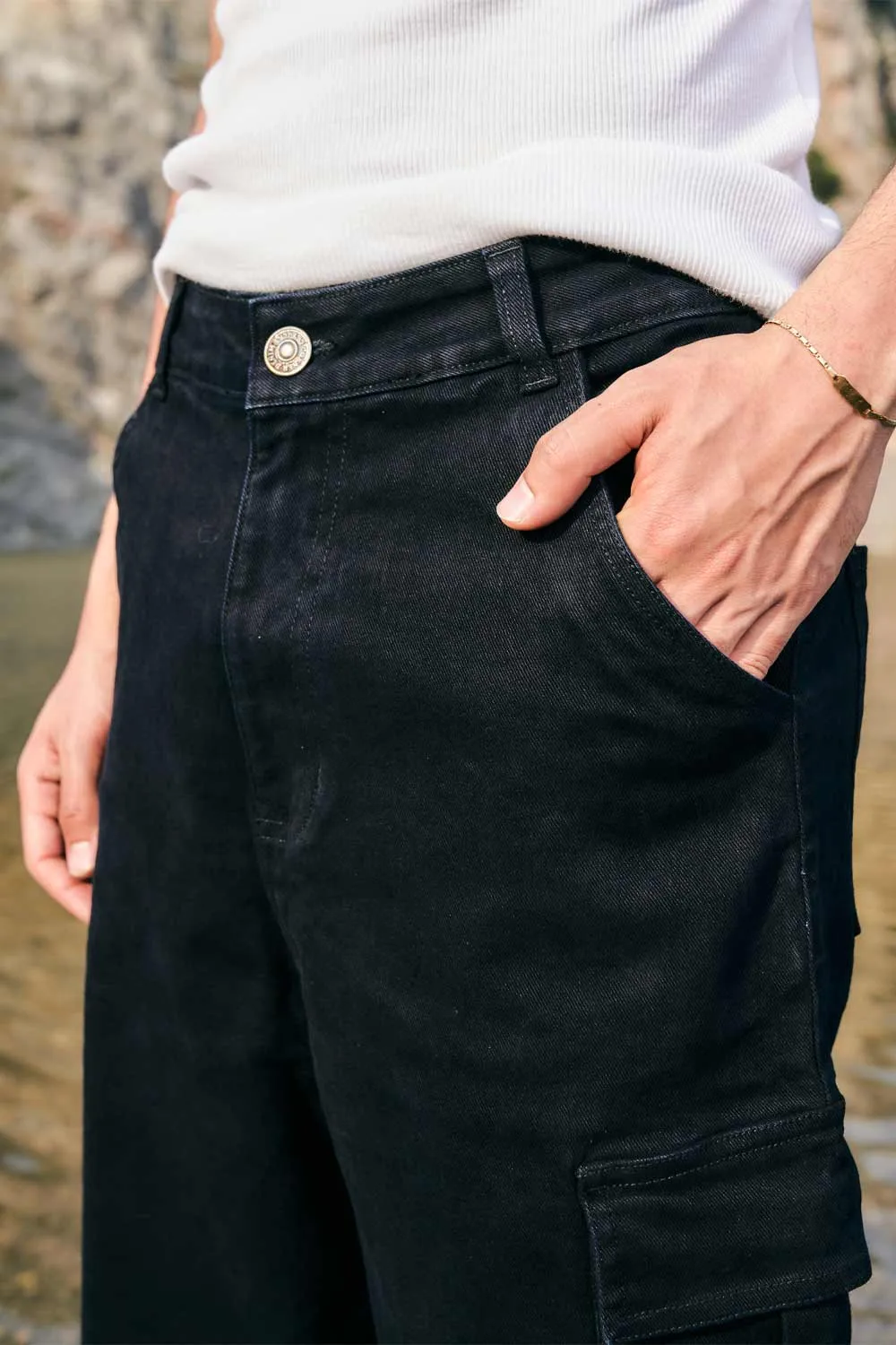 Black Utility Denim with Pockets