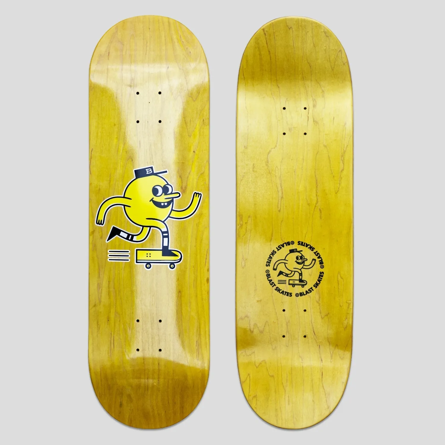 Blast Skates Classic Mascot Logo Skateboard Deck Yellow Stain - 9.00