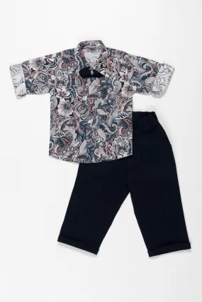 Boys Classic Floral Print Shirt & Pant Set - Stylish Ensemble for All Occasions