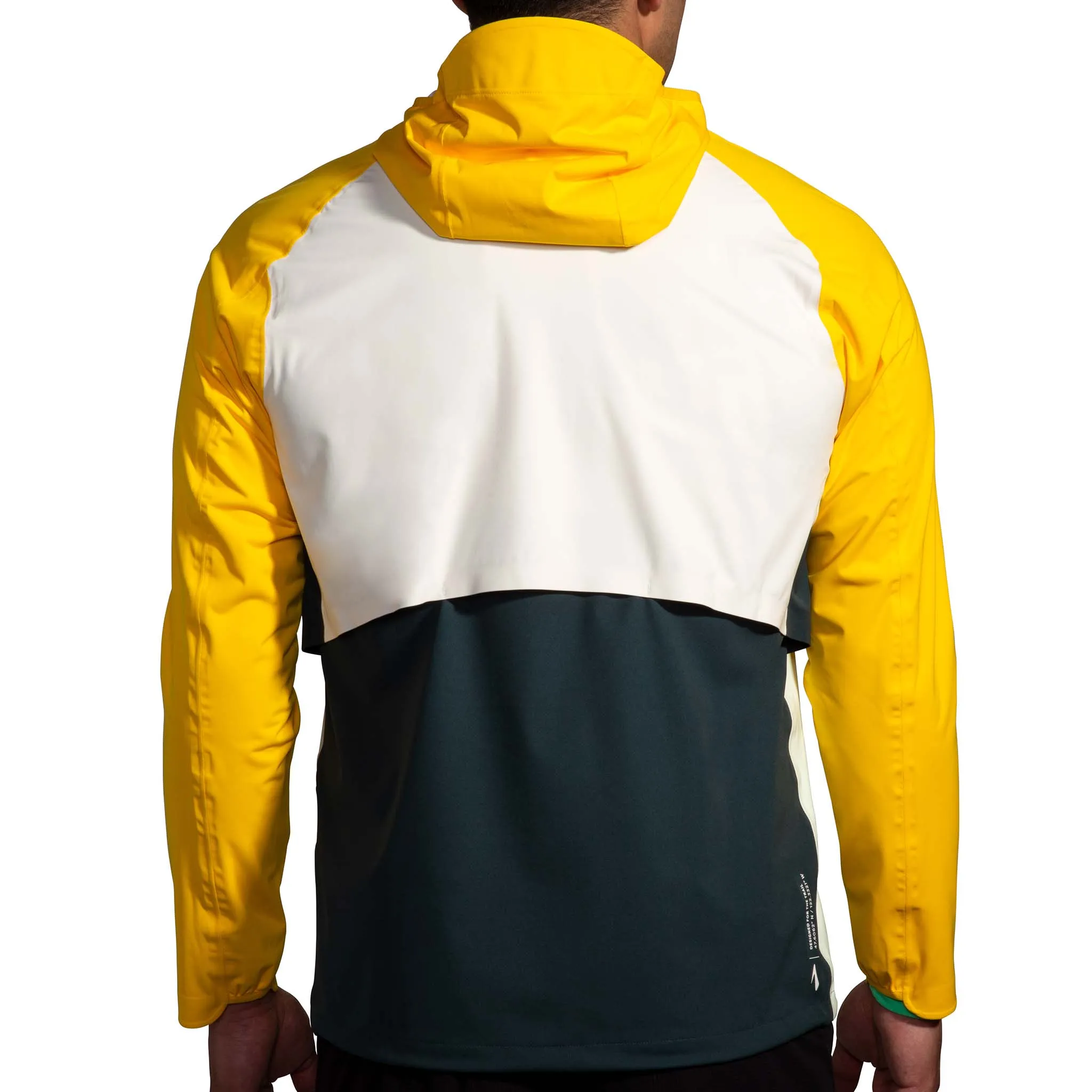 Brooks | Men's High Point Waterproof Jacket - Glacier Green/Ecru/Lemon