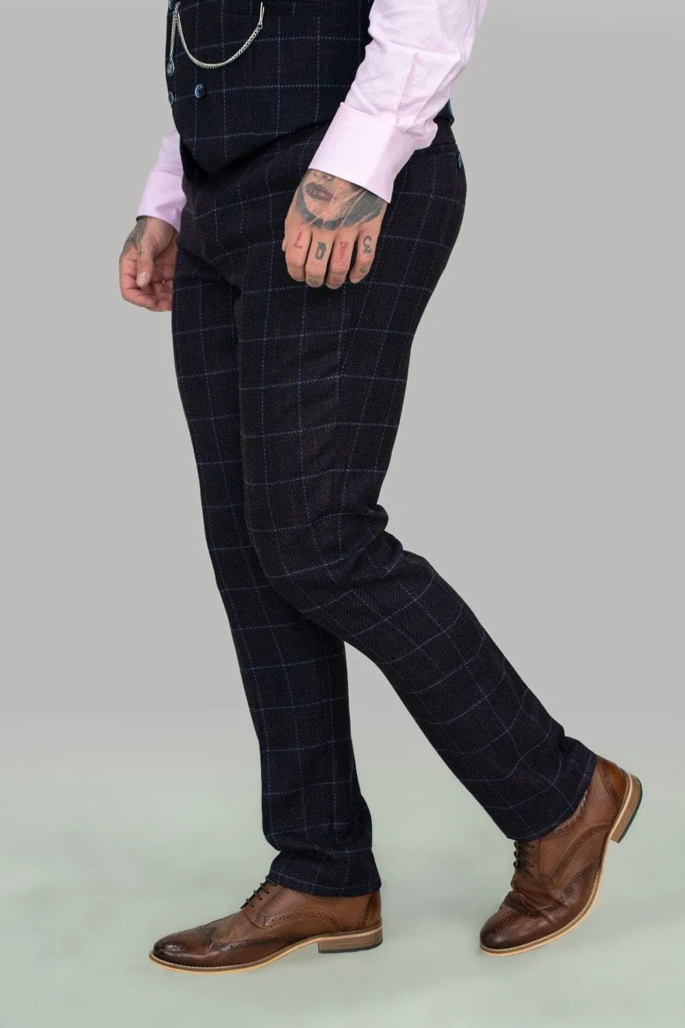 Cavani Kerber Purple Slim Fit Check Trouser