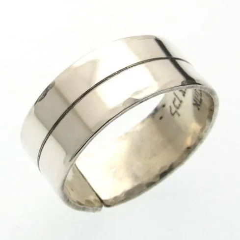 Center Line Sterling Silver Mens Ring