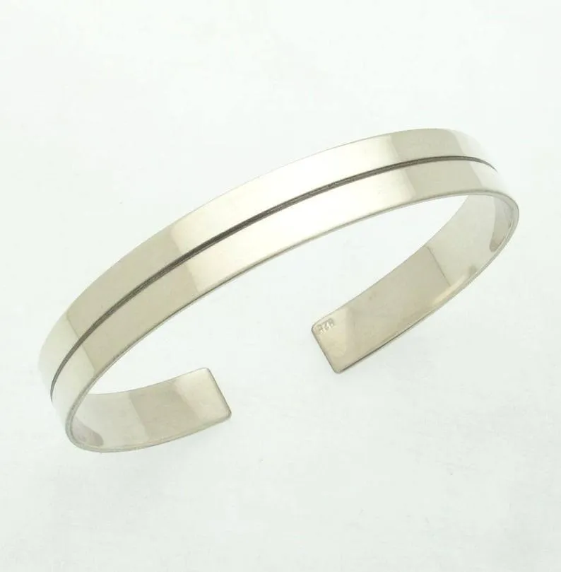 Center Line Sterling Silver Mens Ring