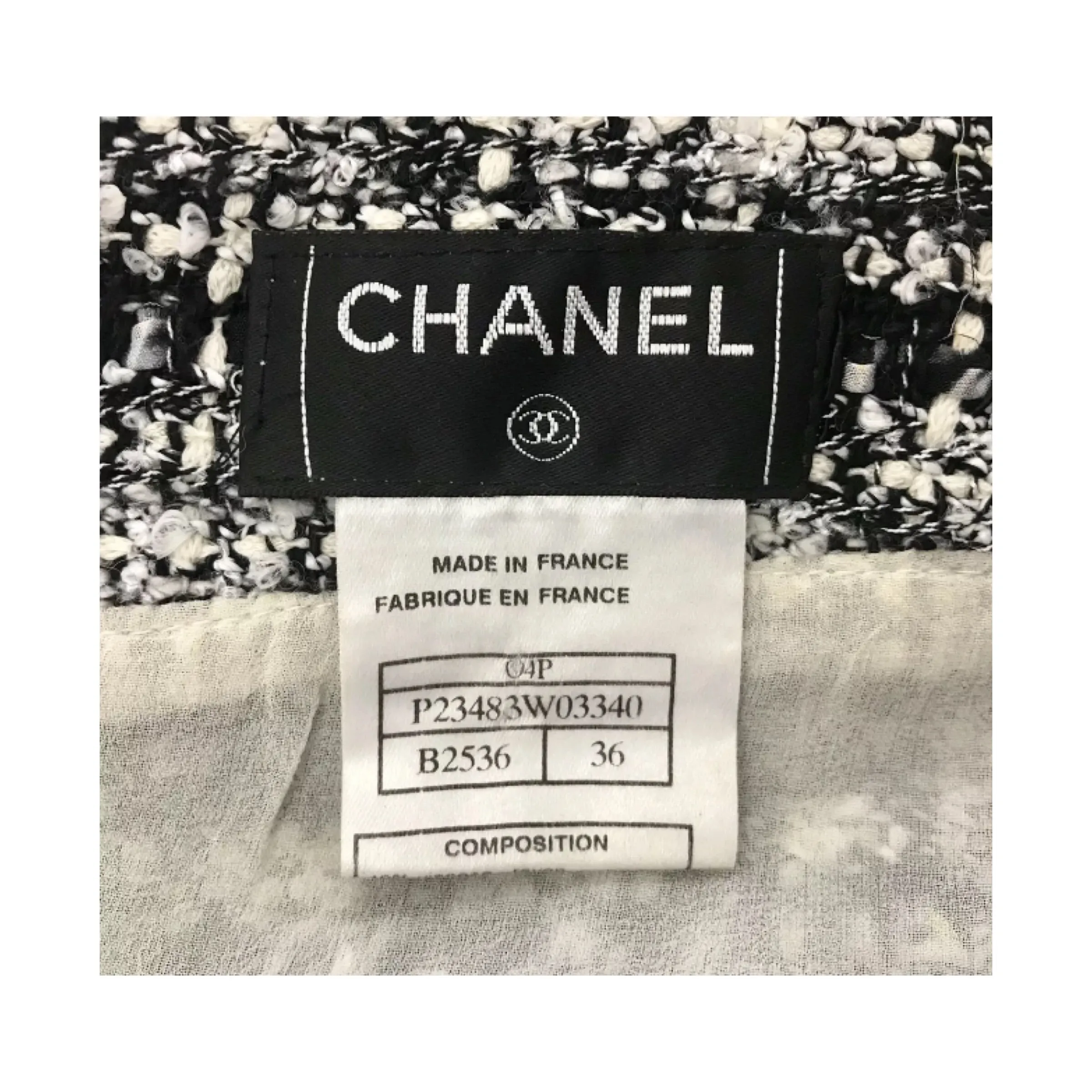 Chanel Black White Fantasy Tweed Fringe Skirt 04P Size US6 | FR36