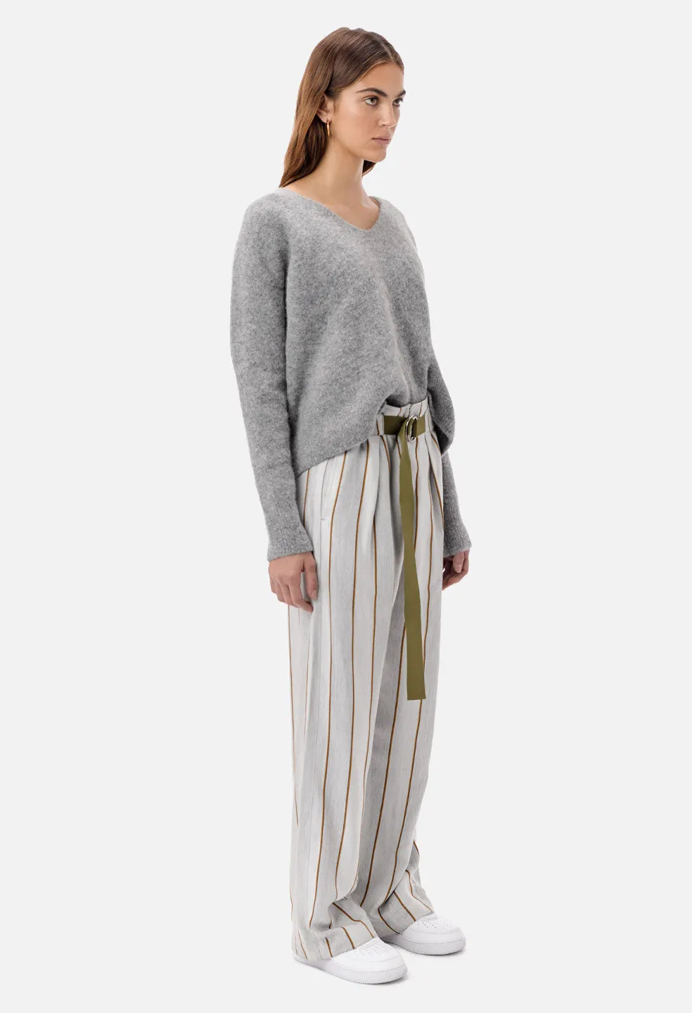 Claire Wrap Pants / Grey x Ivory