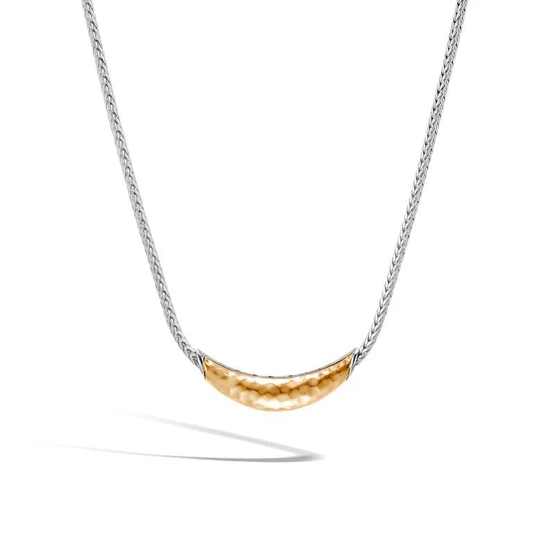 Classic Chain Hammered Station Necklace