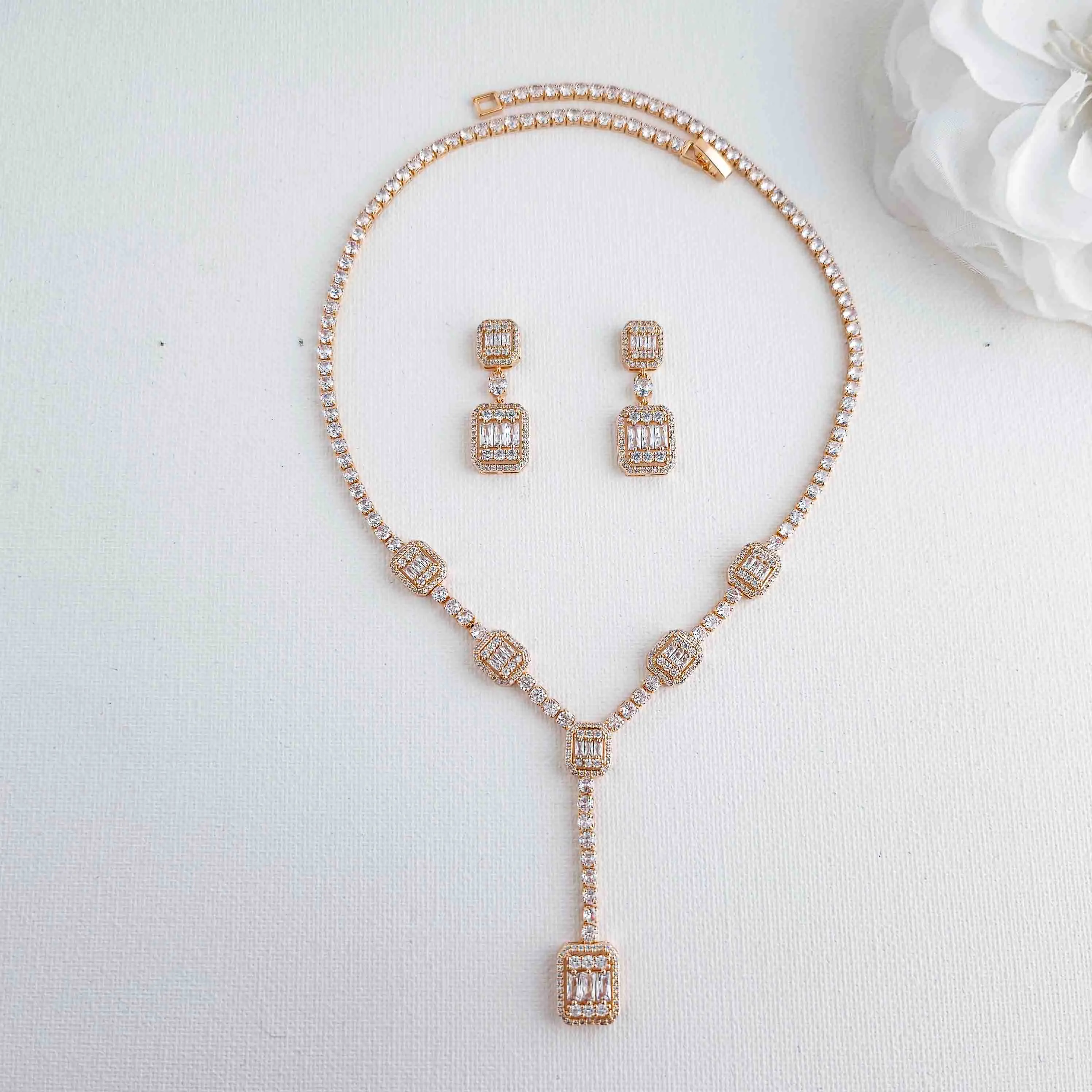 Classic Necklace Set with Earrings for Wedding-Edith