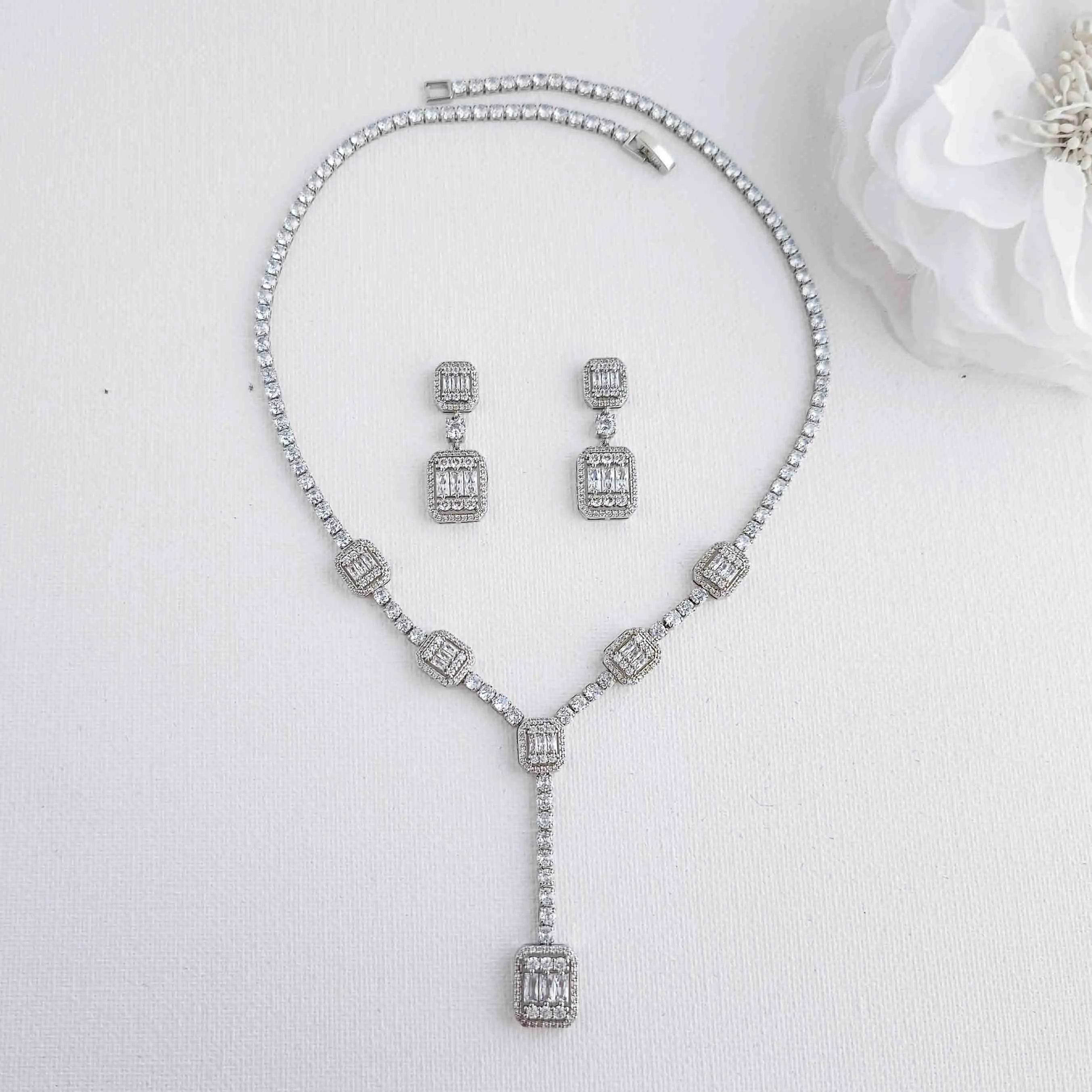 Classic Necklace Set with Earrings for Wedding-Edith