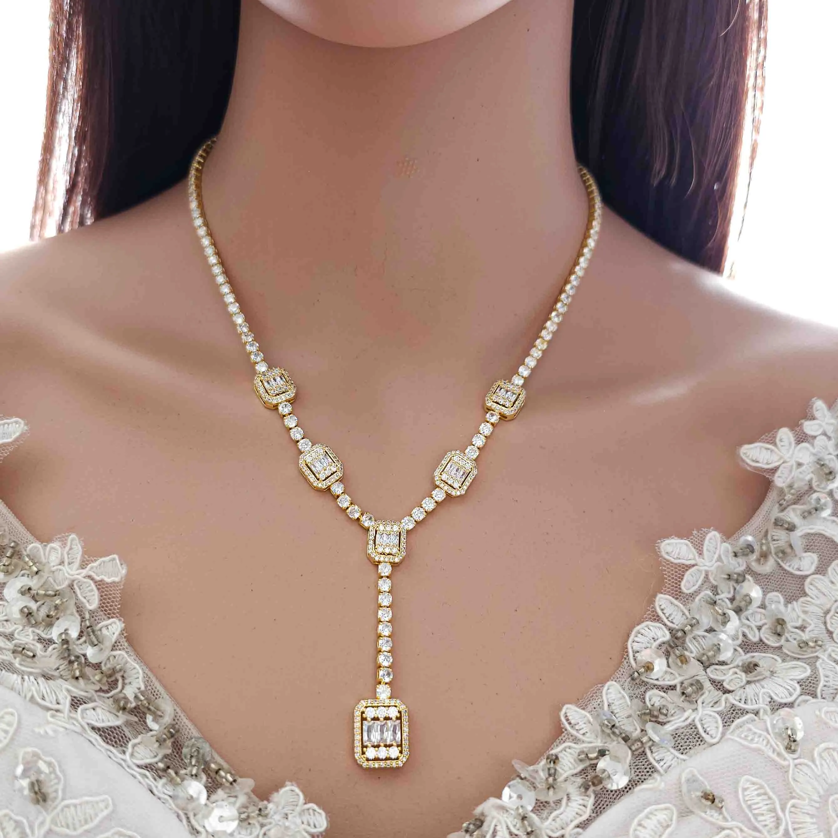 Classic Necklace Set with Earrings for Wedding-Edith